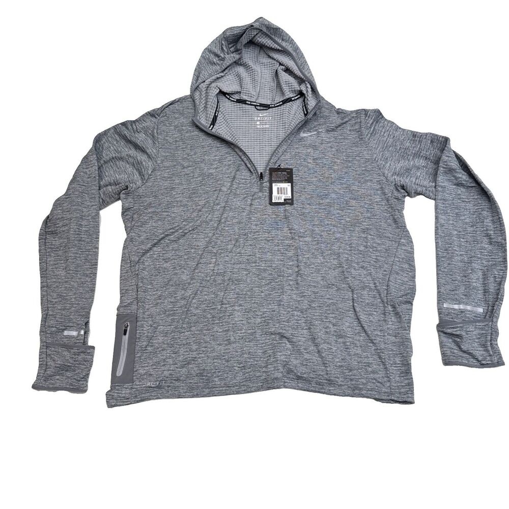 Nike Mens Quarter Zip Hooded Long Sleeve Therma Dri-Fit Pullover Running Top NWT